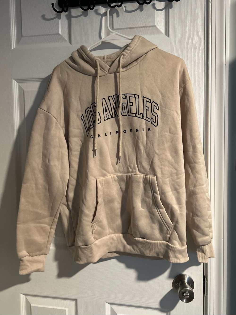 Beige Los Angeles Pullover Hooded Sweatshirt